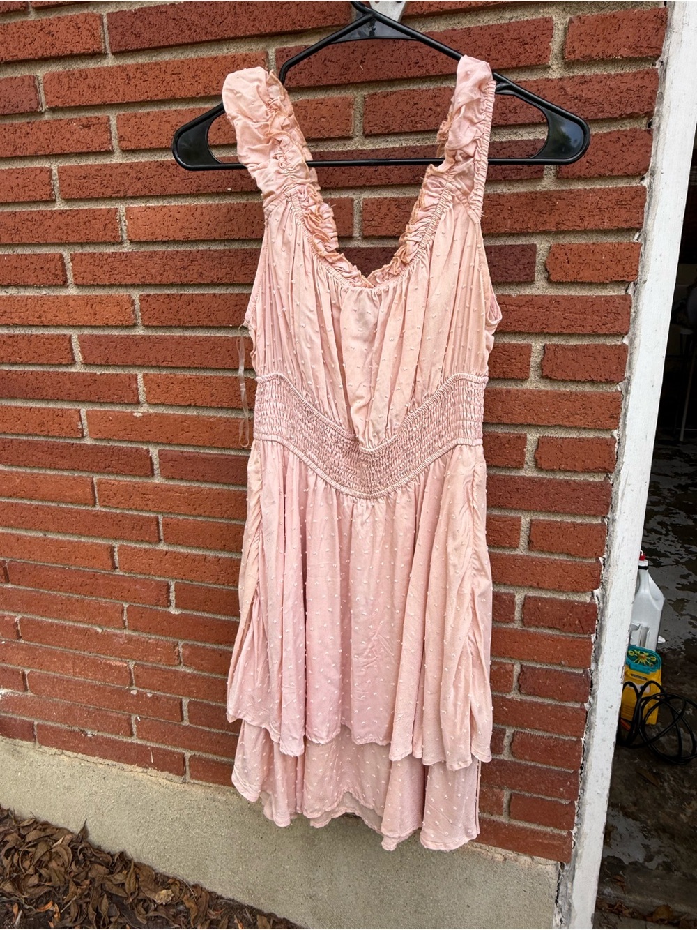 Women's Pink Sleeveless Ruffle Midi Dress